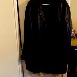 Leather hip length coat.